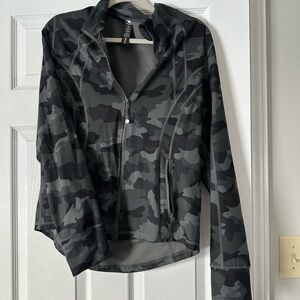 Gray camo workout zip up
